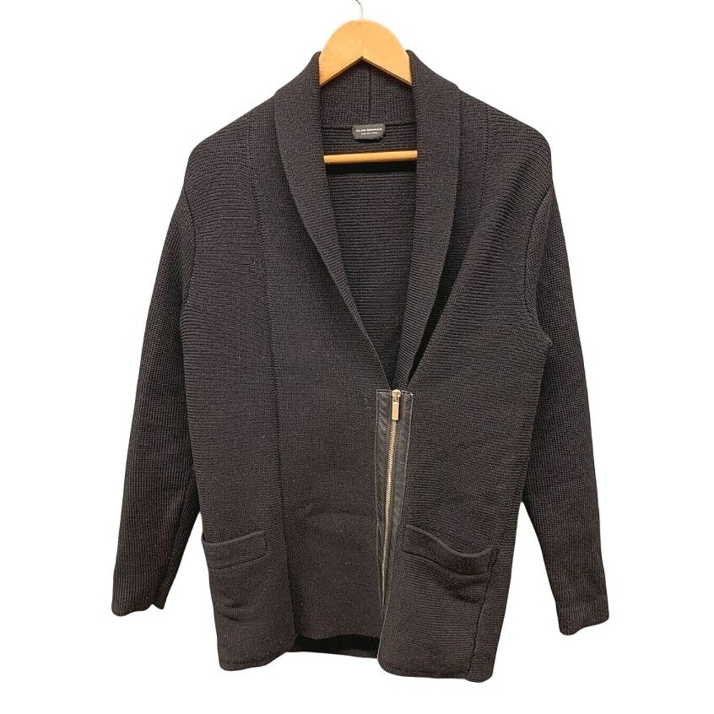 Club Monaco Cardigan Women's XS Black Wool Knit Italian Yarn Zip V-Neck Sweater
